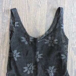 Black Mesh Floral Dress